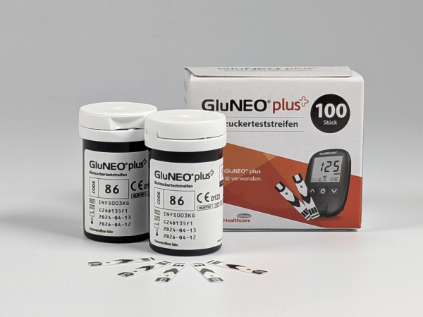 GluNEO plus Blutzuckerteststreifen – 100 Stück